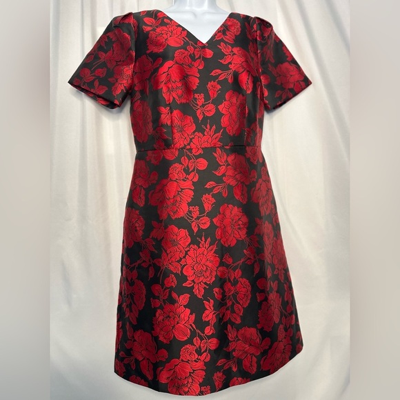Talbots Back Bow Floral Jacquard A-line Dress (812) - Picture 10 of 16